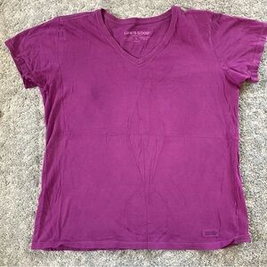Life Is Good Women's Magenta Crusher Tee size L 100% cotton